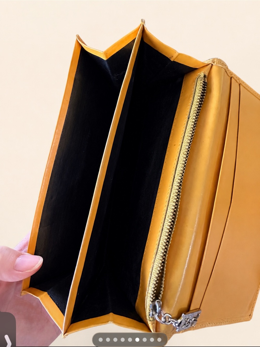 YSL Yves Saint Laurent Mustard Leather Embossed Wallet - Picture 7 of 10